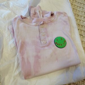 Boys Lie FU Oversized Thermal Henley Tie Dye